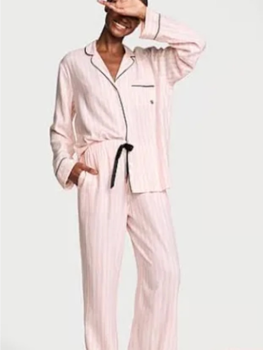 Victoria’s Secret Cotton Pink, White And Silver Stripe  Women's Pajama Set Sz S